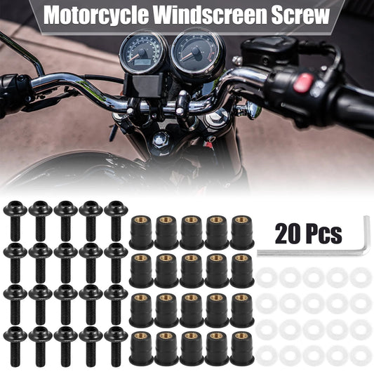 20pcs M5 5mm Windscreen Screw Bolt Black for Motorcycle
