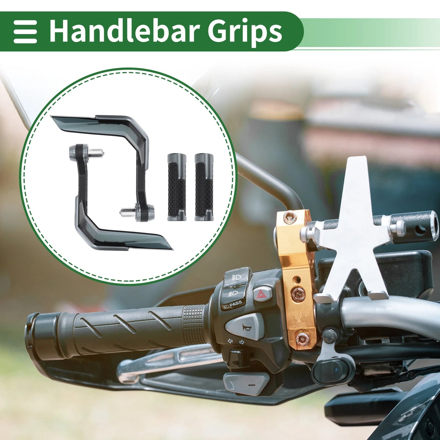 7/8" 22mm Motorcycle Hand Grips End Grips Titanium Tone for Make Model