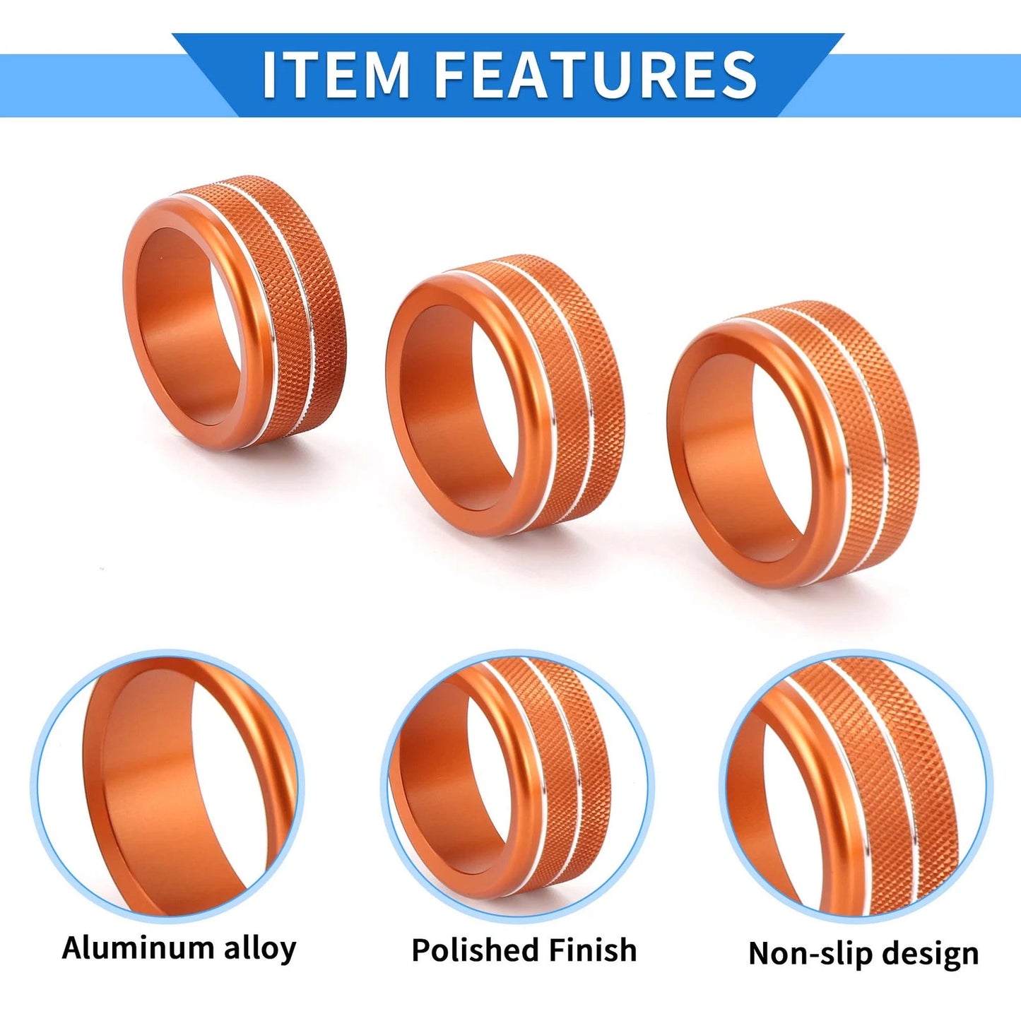 Engine Start Switch Knob Cover Ring 4 x for Honda Civic (2022-2024) Orange