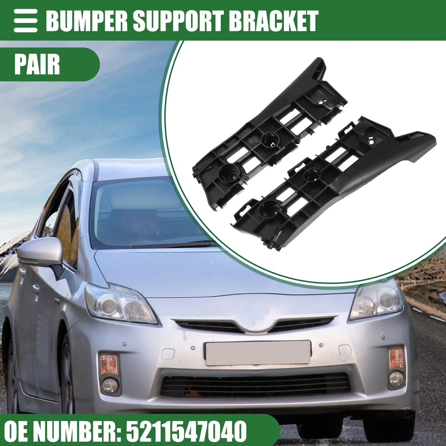 Pair Front Bumper Bracket for Toyota Prius (2010–2015)