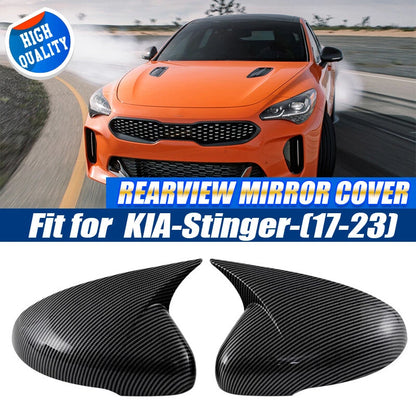 Carbon Black OX Horn Rearview Side Mirror Covers for 2018-2022 KIA Stinger