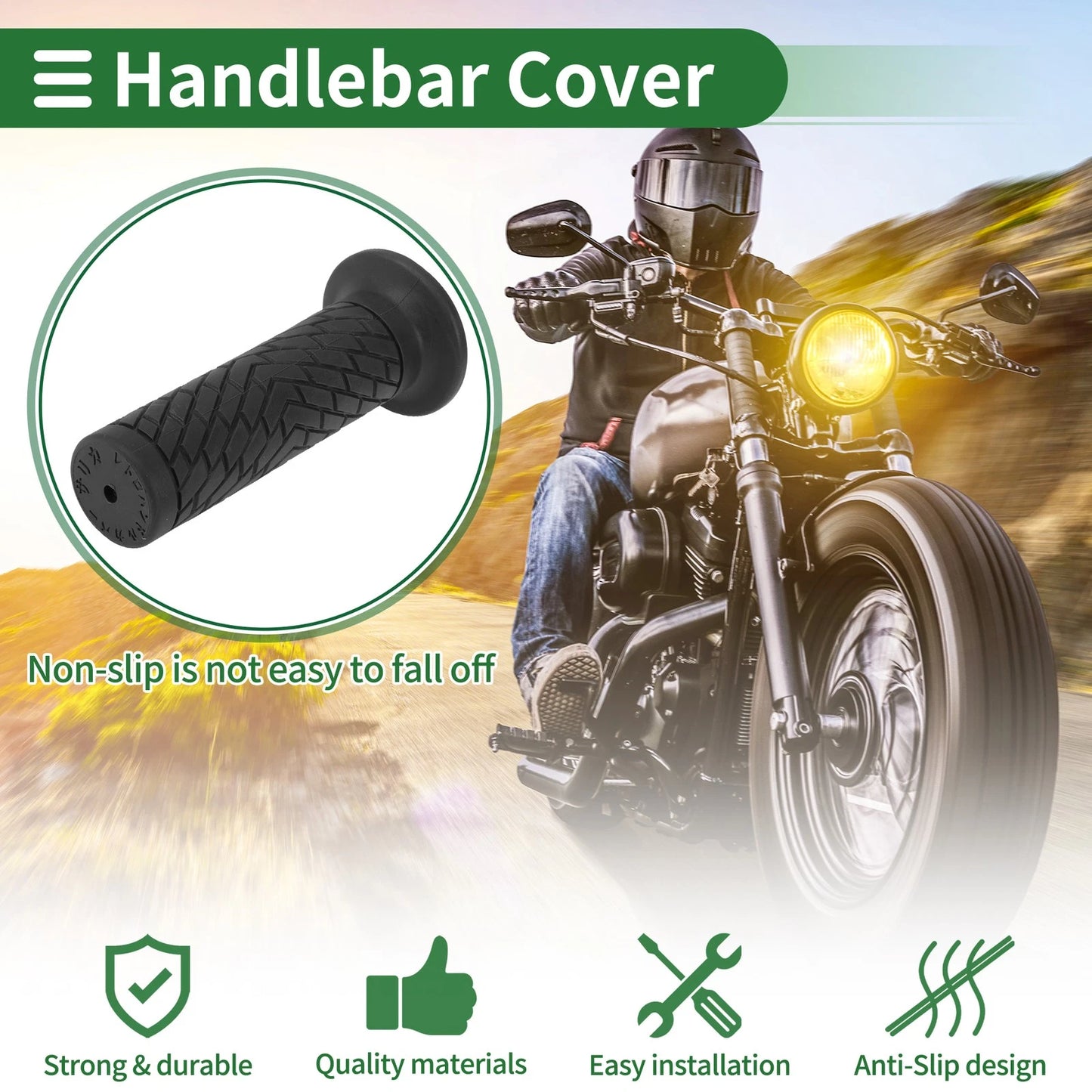 Hand Grips Cover 25mm Handlebar Cover TPU Black for Motorcycle