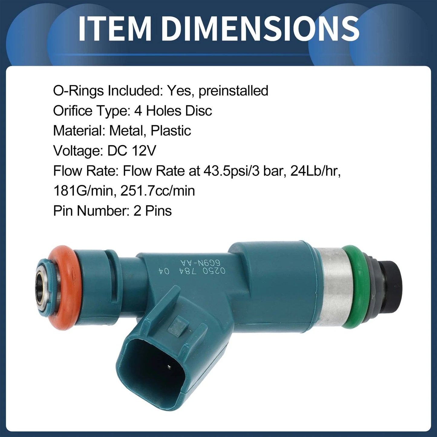 Fuel Injector for Land Rover LR2 2011-2012 3.2L Blue 1 Pc