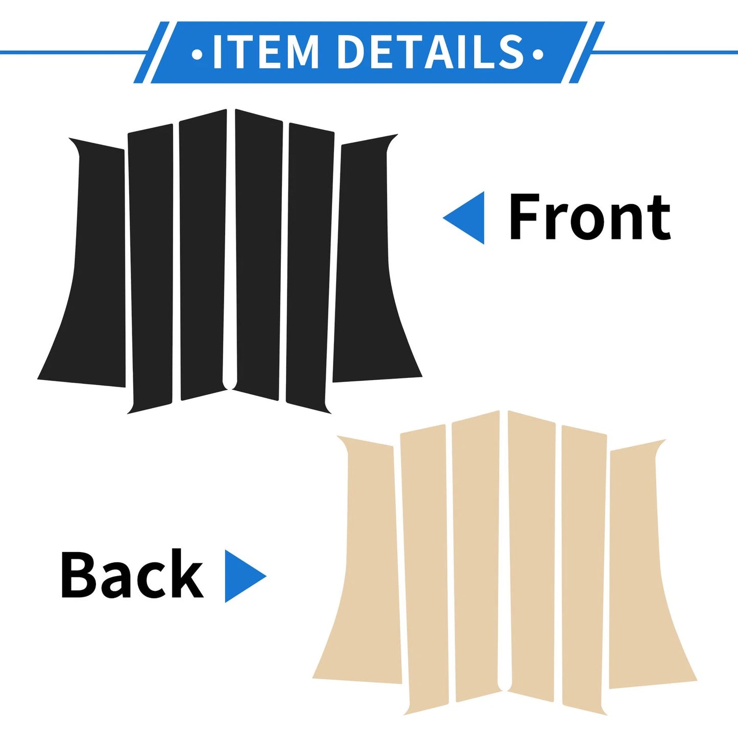 6 Pcs Door Pillar Window Trim for Mitsubishi Xpander (2017-2025) Black