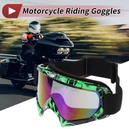 Motorcycle Riding Goggles 1 x Blue Lens Green Frame PC TPU for Motorcycle