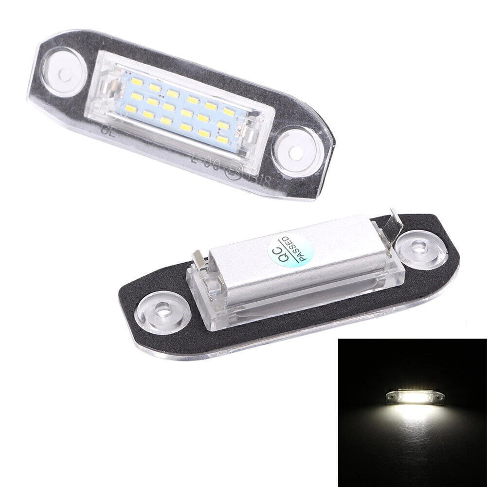 2 x White LED License Plate Lights for Volvo V70, CX60 (2000-2013)