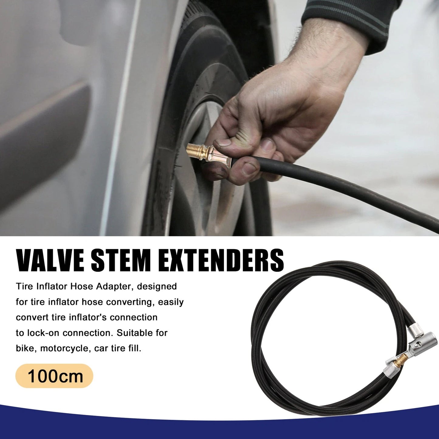 Tire Valve Stem Extension Inflator Extender Hose 1x for Motorcycle