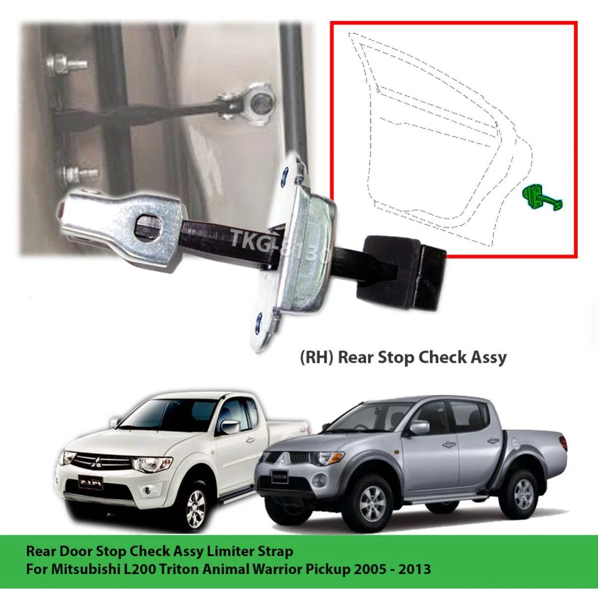 Right Rear Door Stop Limiter Strap for Mitsubishi Triton L200 (2005-2013)