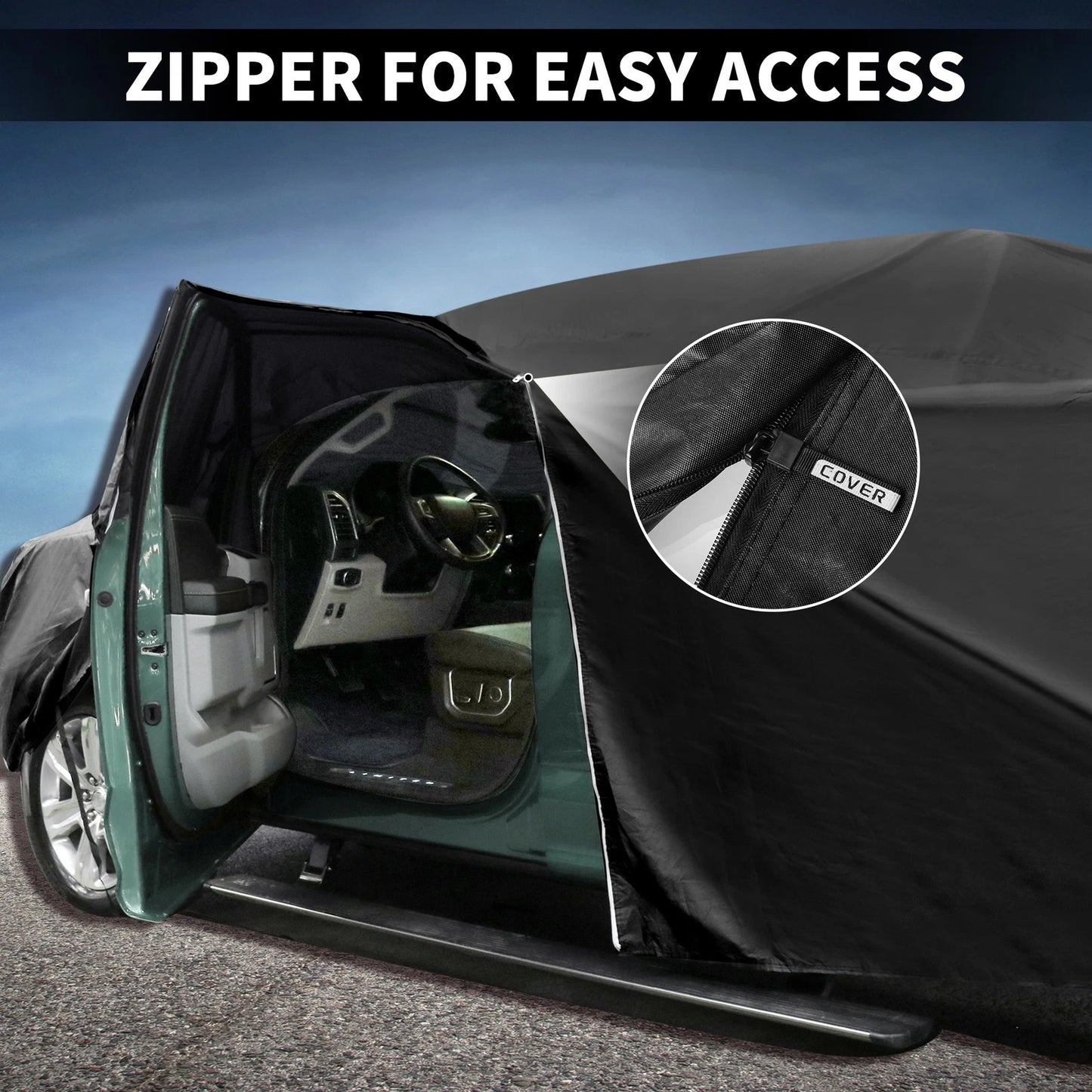 Waterproof Car Cover with Driver Door Zipper for Toyota Tacoma