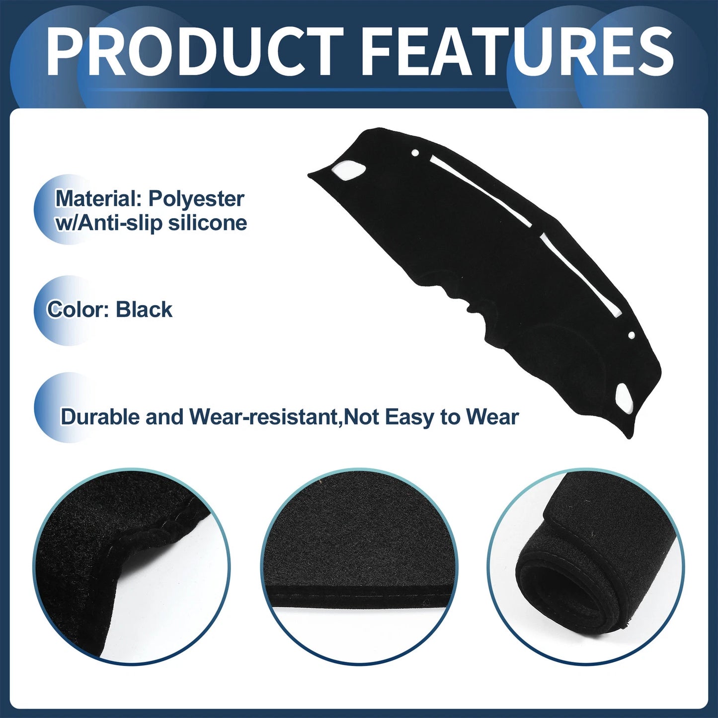 Dashboard Cover Mat for Suzuki Swift ZC33S 2018-2024 Black 1 Set