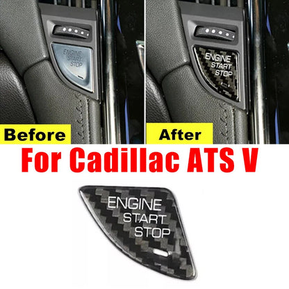 Real Carbon Fiber Ignition Start Stop Buttons Cover for Cadillac ATS-V