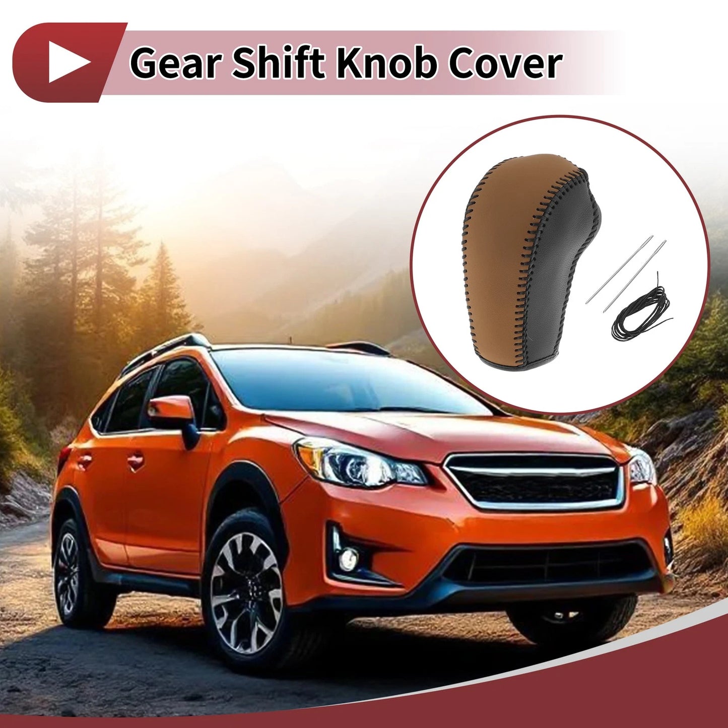 Gear Shift Knob Cover for Subaru Forester (2014-2017) Black Brown