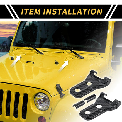 Front Engine Hood Hinge Cover Trim for Jeep Carbon Fiber Black  (2018-2023)