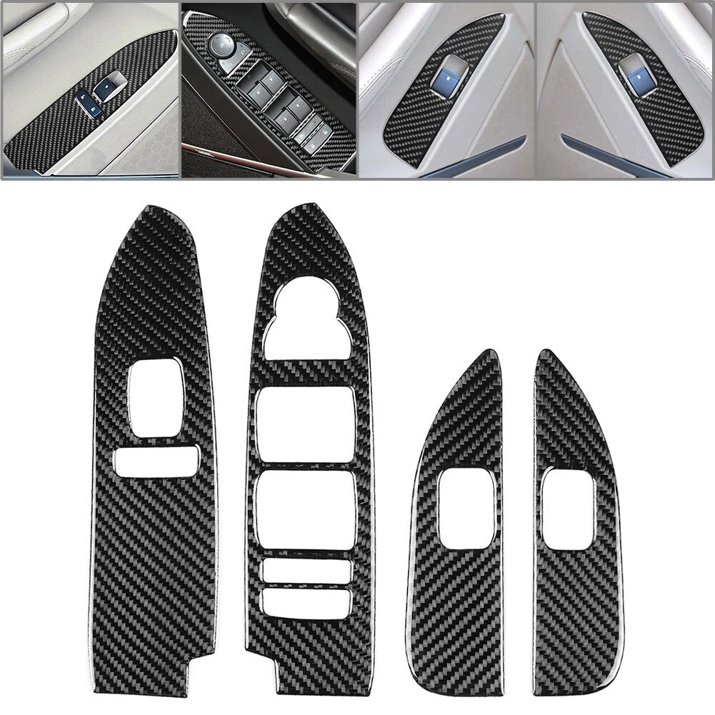 4Pcs Carbon Fiber Front Window Control Covers for Cadillac CTS 08-13
