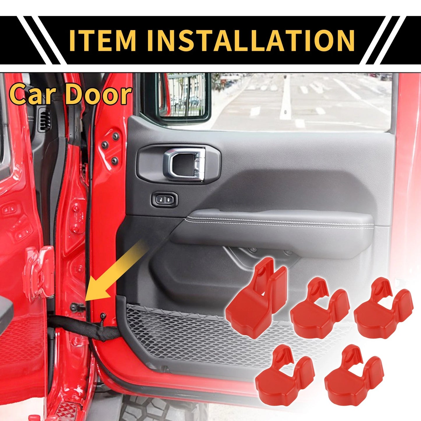 Door Limiting Cover Trim for Jeep Wrangler JL JLU (2018-2024) - Red