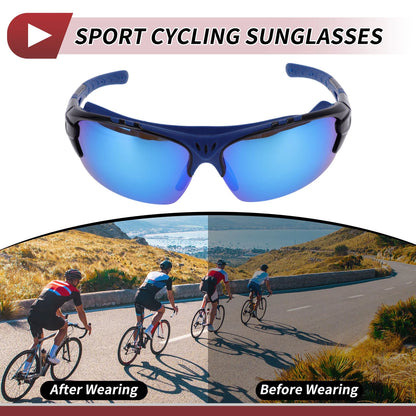 Goggles for Motorcycle Riding Blue Lens Black Frame UV400