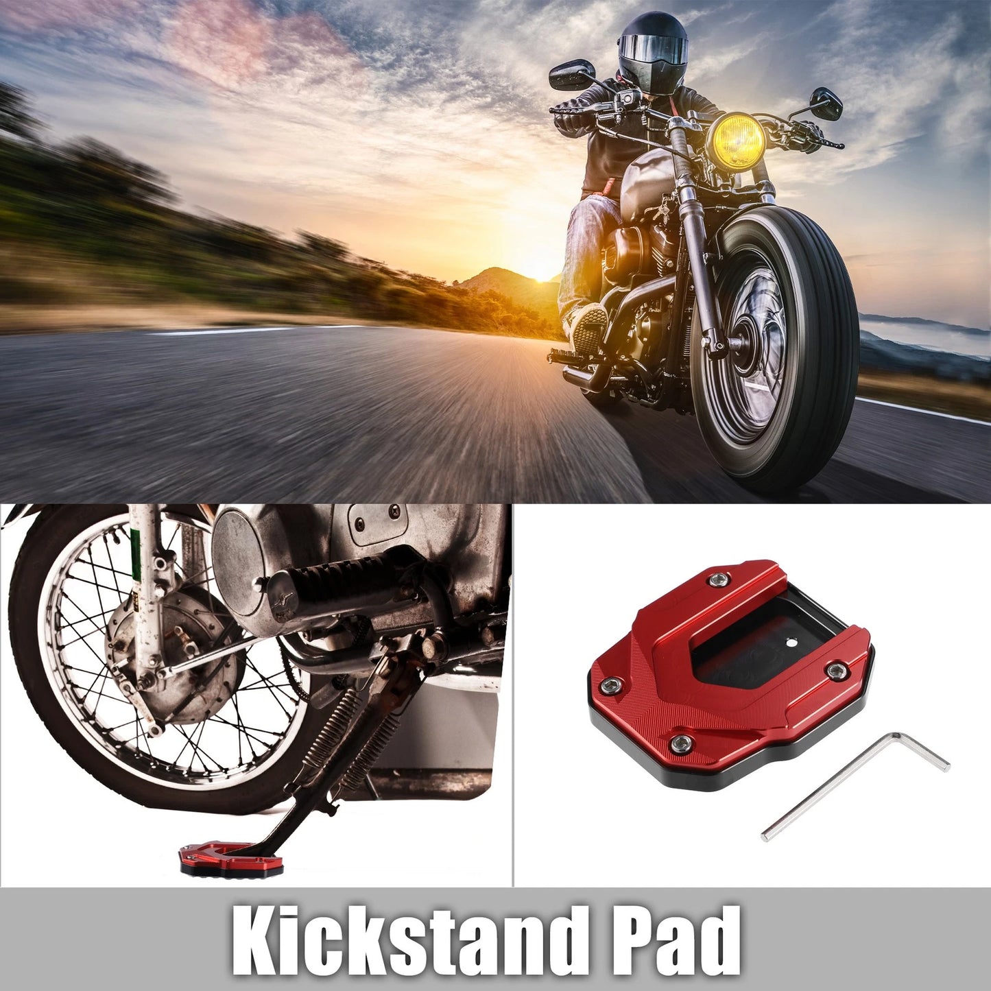 1 Set Aluminum Alloy Kickstand Plate Pad for BMW Red