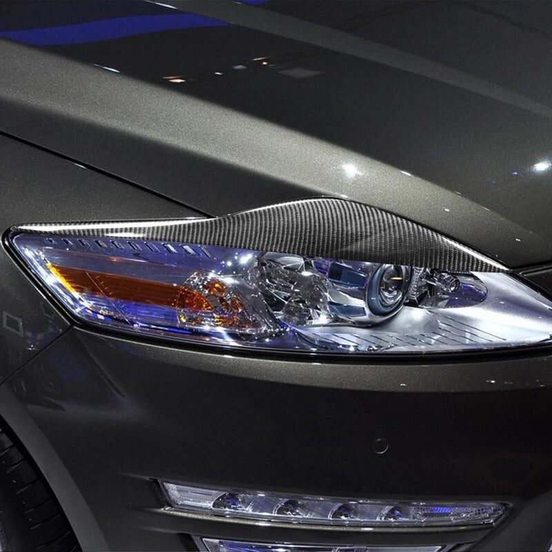 Carbon Fiber Headlight Eye Lid Cover EyebrowsTrim fit For Mondeo MK4 2007-2013