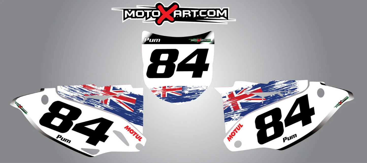 AUSSIE PRIDE Custom Number Plate Stickers for Kawasaki KXF 250 (2013-2015)