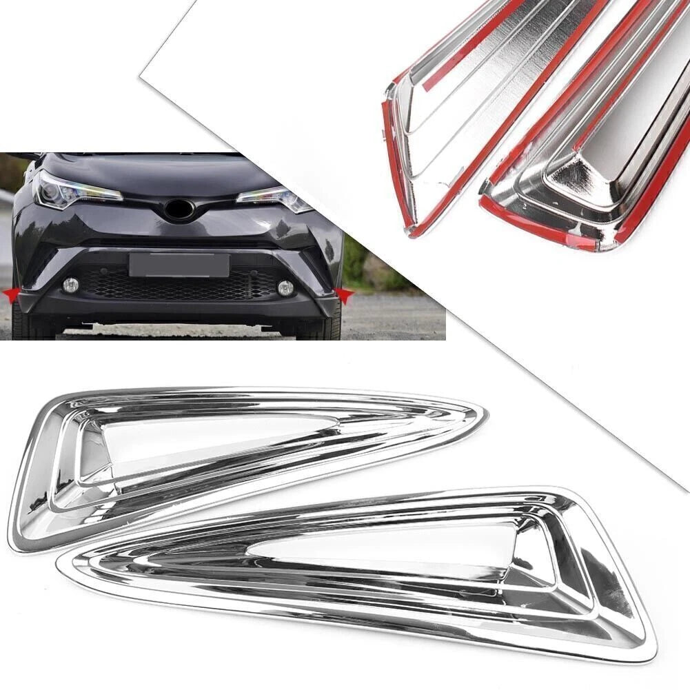 Pair ABS Chrome Front Fog Light Moulding Trim for Toyota C-HR (2016-2018)