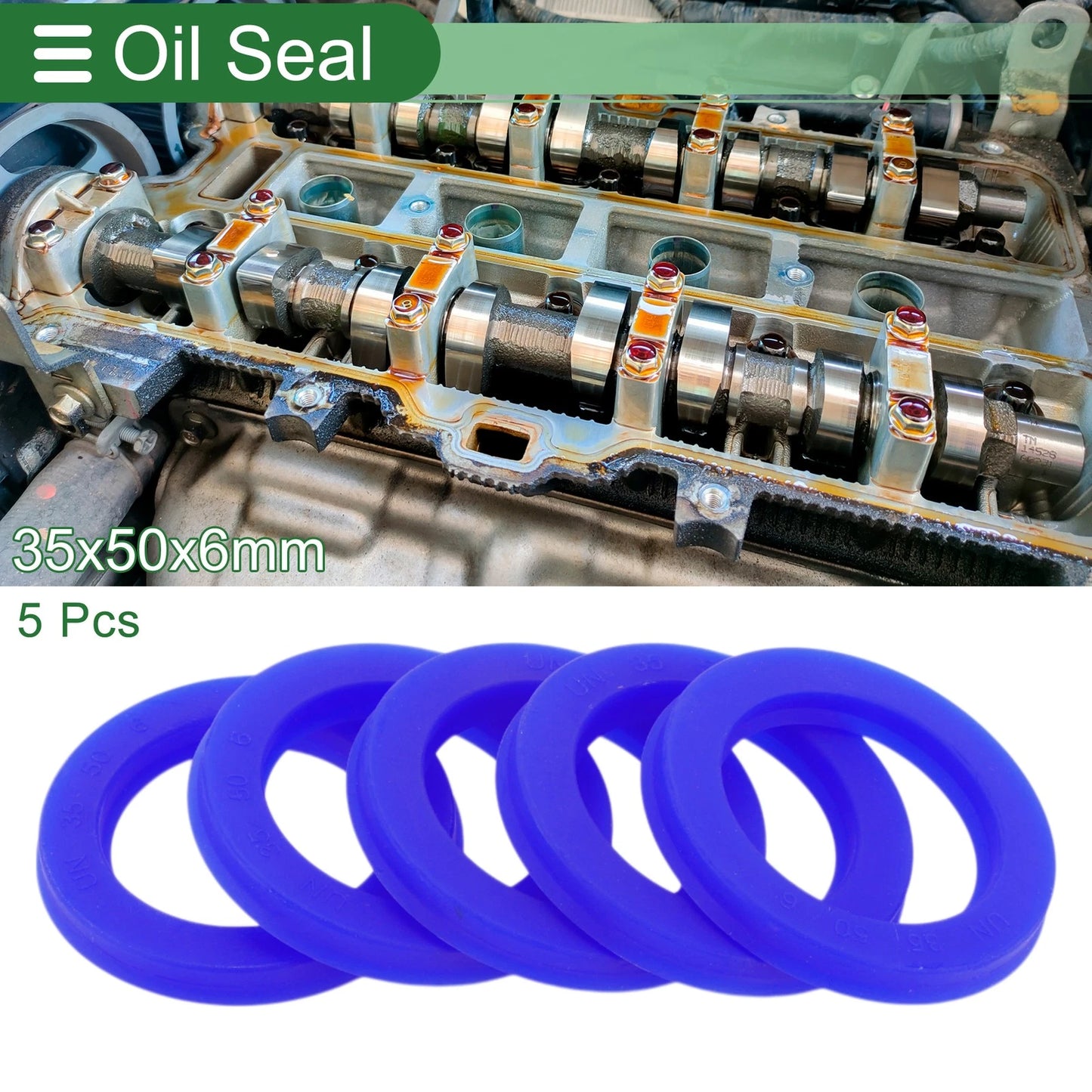 Oil Seal TPU 35x50x6mm Rotary Shaft Seal Blue 5 Pcs for Make Model