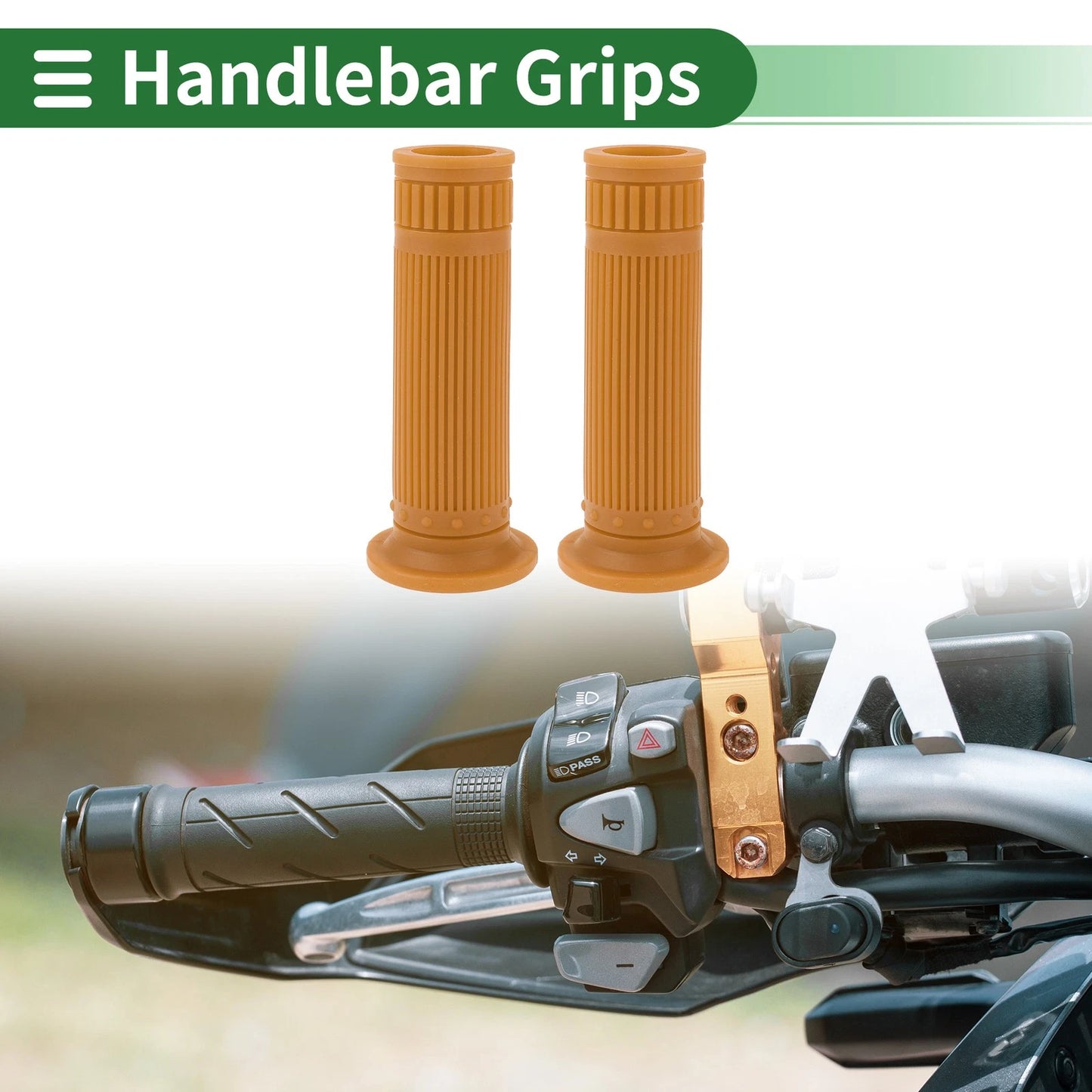 Hand Grips Cover 25mm Handlebar TPU Brown Yellow for Motorcycle