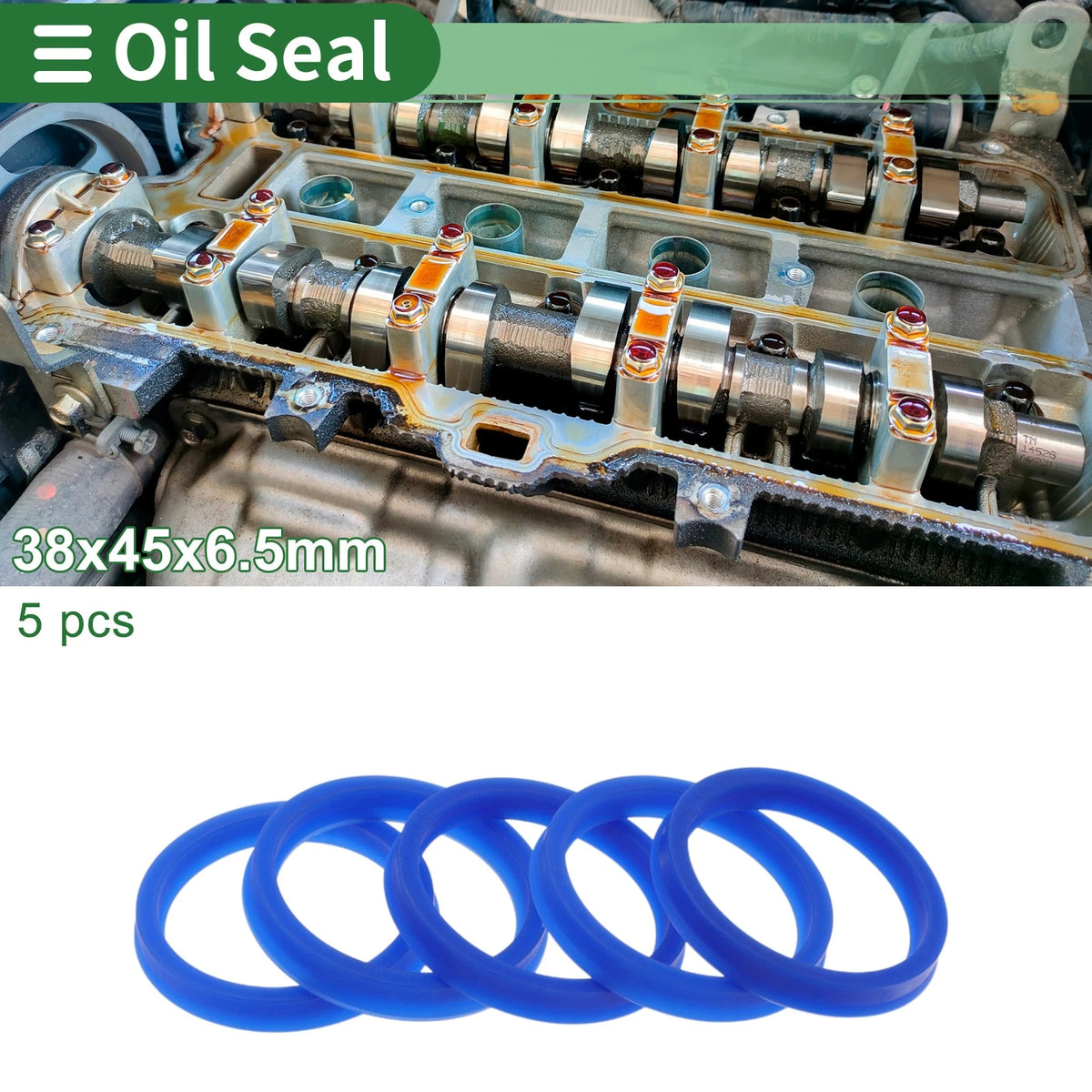 Oil Seal TPU 38x45x6.5mm High Pressure Blue 5 pcs