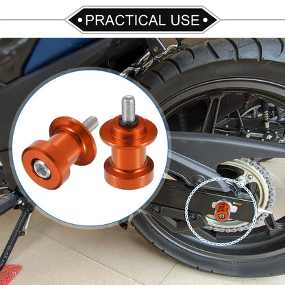 Pair / 6mm / Swingarm Spools for Motorcycle Orange