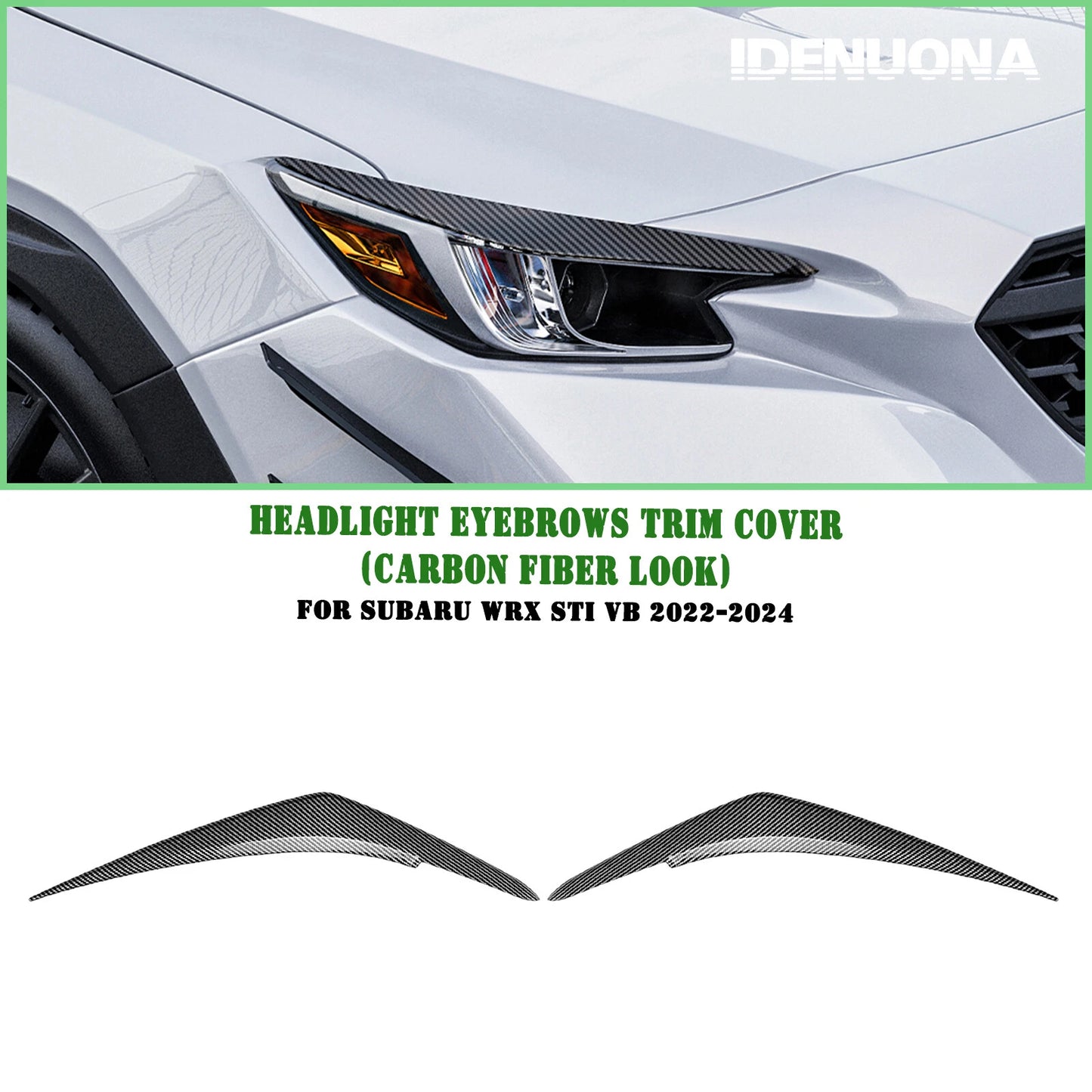 2 x Front Headlight Eyebrow Trim Covers for Subaru WRX STI (2022-2024)