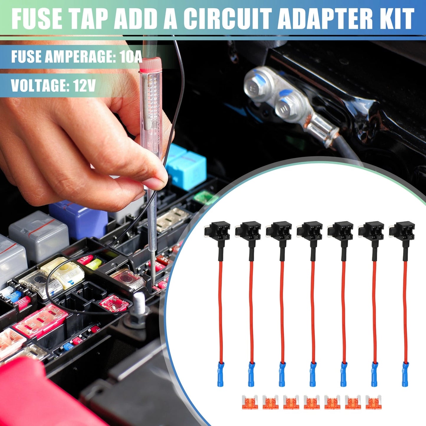 7 x Universal 10A Low Profile Mini APS Fuse Taps for Car (12V)