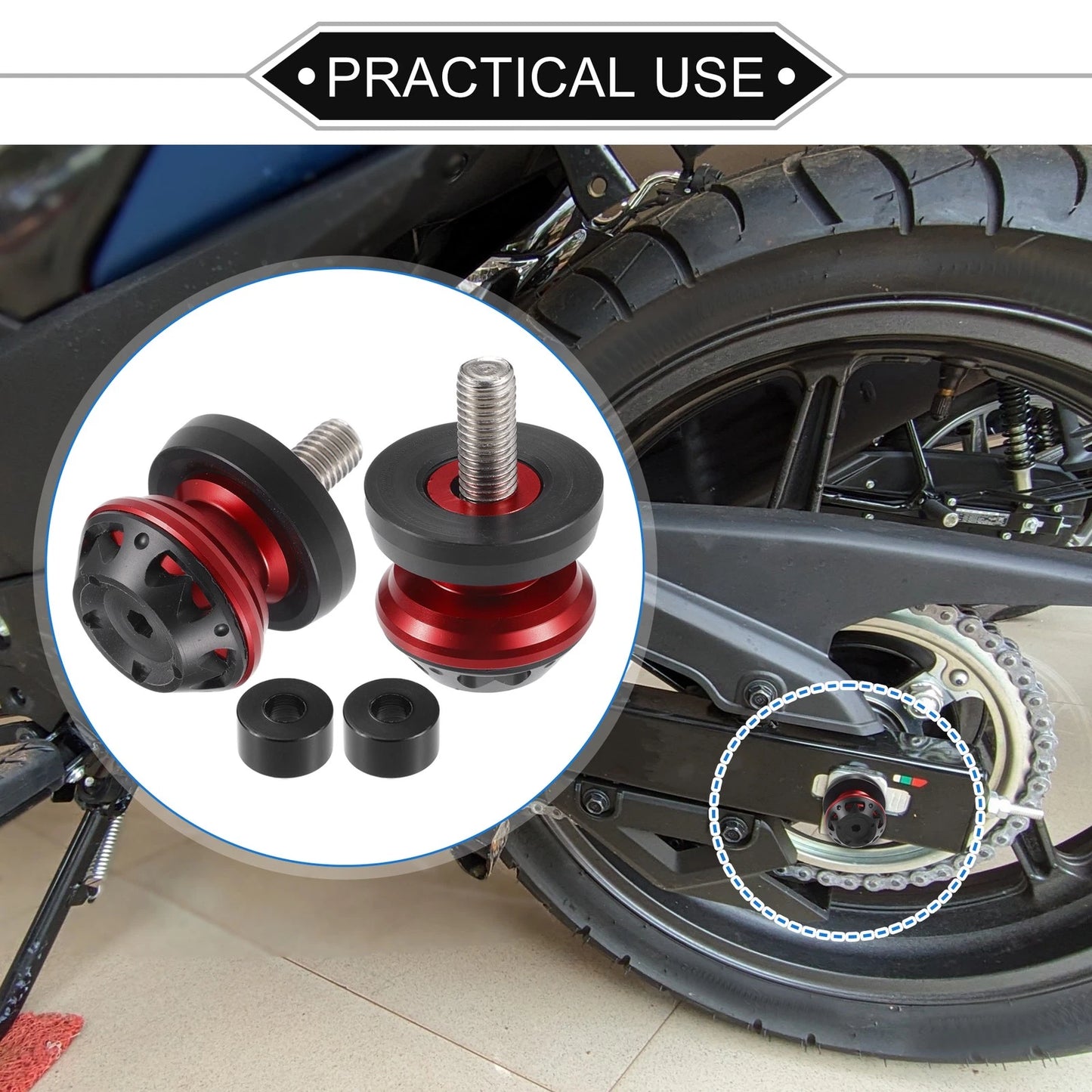 Pair Swingarm Spool 10mm CNC Swing Arm Sliders Stand Red for Motorbike