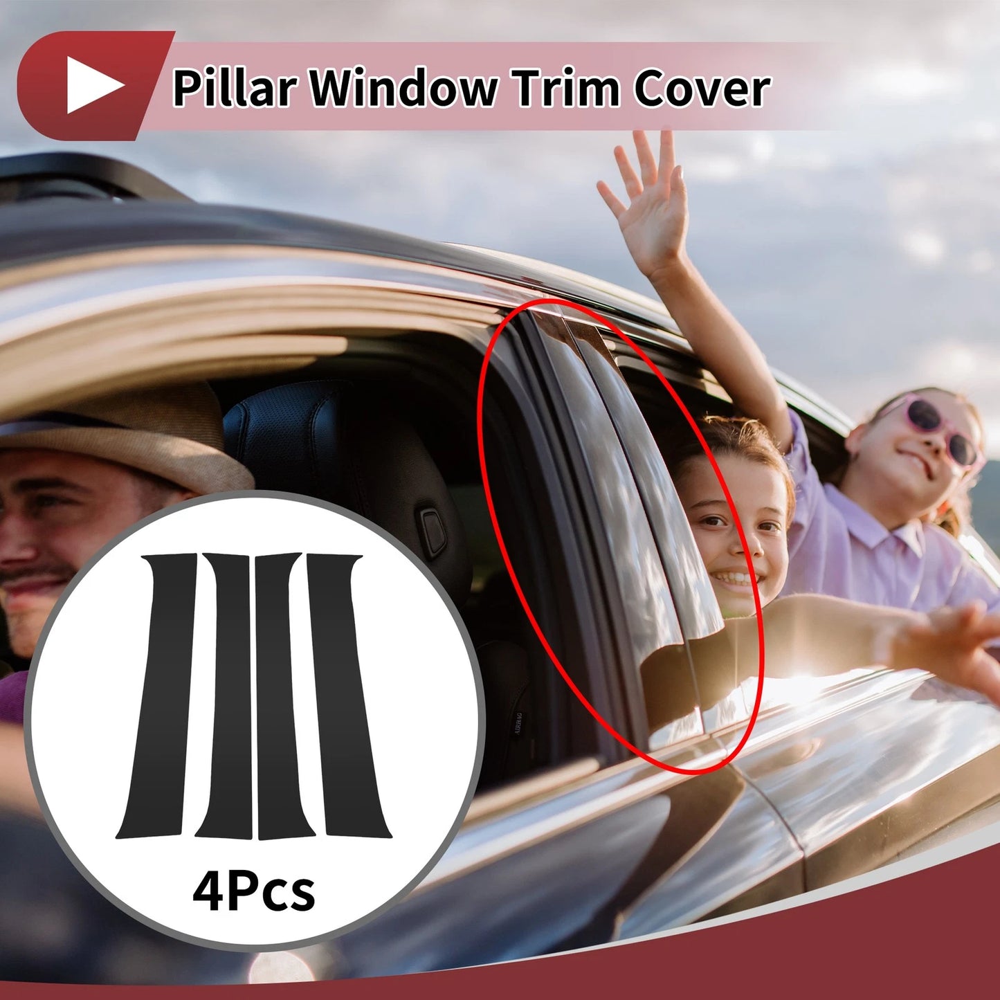 4 Pcs Car Door Pillar Window Trim for Toyota Tacoma (2016–2023)