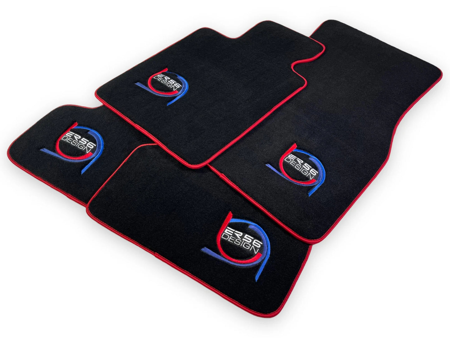 Black Floor Mats for BMW ER56 Design with Red Trim - Premium Quality