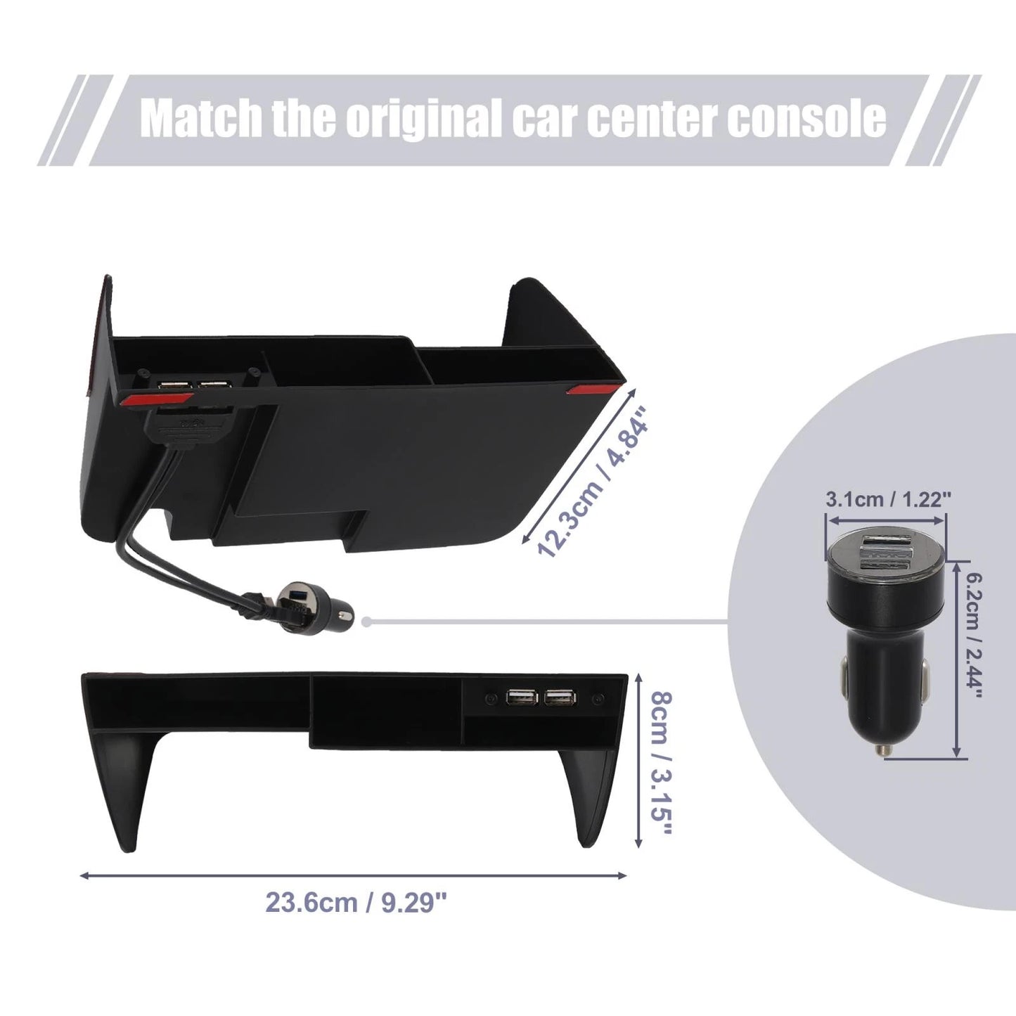 1pcs Black Center Console Box Organizer for Toyota RAV4 (2019–2021)