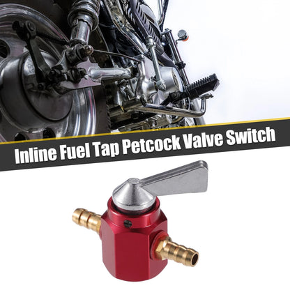Gas Inline Petrol On-Off Fuel Tap Petcock Valve Switch 6mm for Motorcycle Red