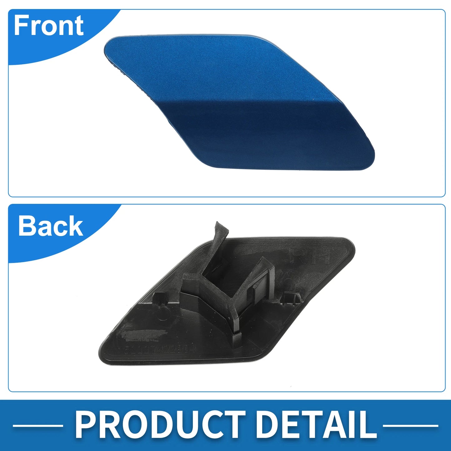 Front Right Washer Nozzle Cover for BMW X6 2015-2019 (2 x Blue Caps)
