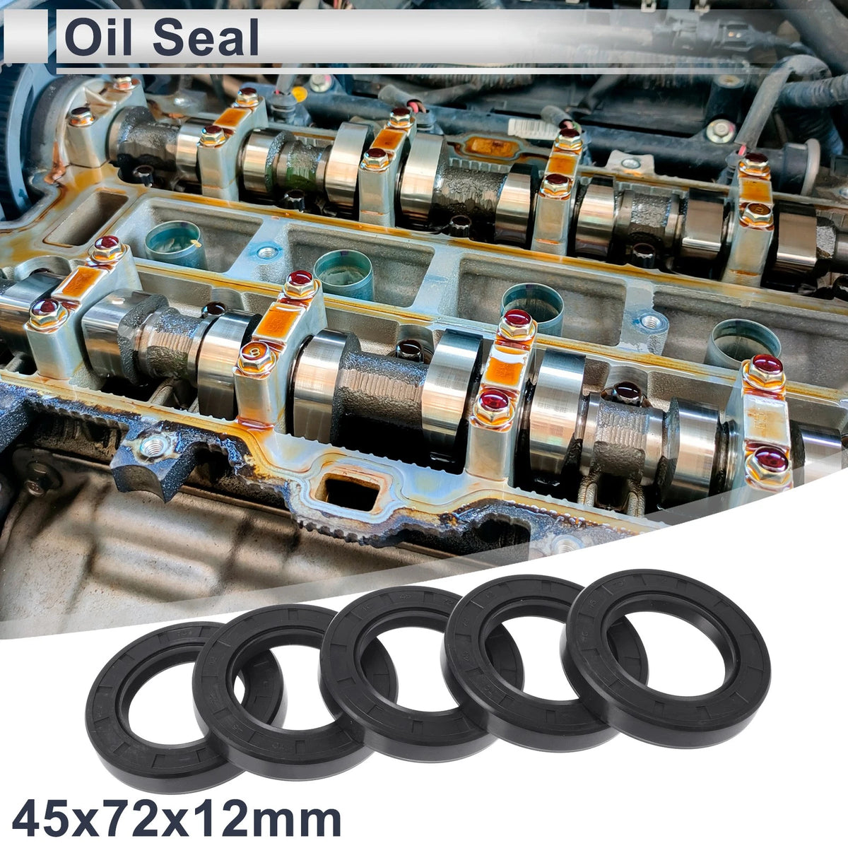 Oil Seal 45x72x12mm 5 Pcs NBR Black for Vehicle