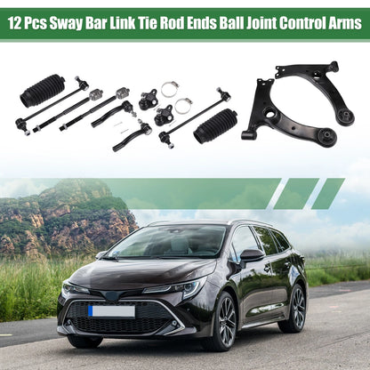 12pcs Front Suspension Control Arm Tie Rod End for Toyota Corolla (2003–2008)