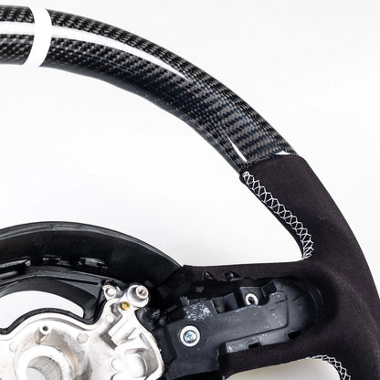 Carbon Flat Bottom 3 Spoke Suede Steering Wheel for Mini R50 R52 R53 (02-08)
