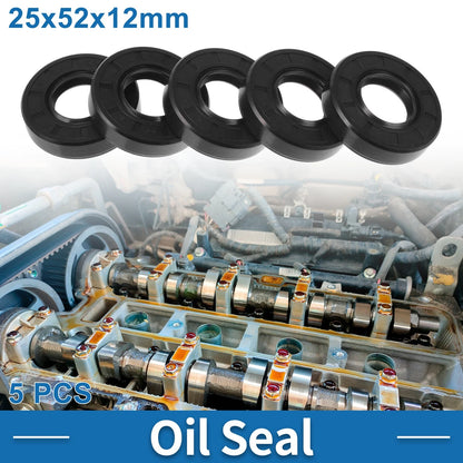 Oil Seal 25x52x12mm 5 Pcs Seal Ring Shaft Seal Nitrile Rubber for Automotive