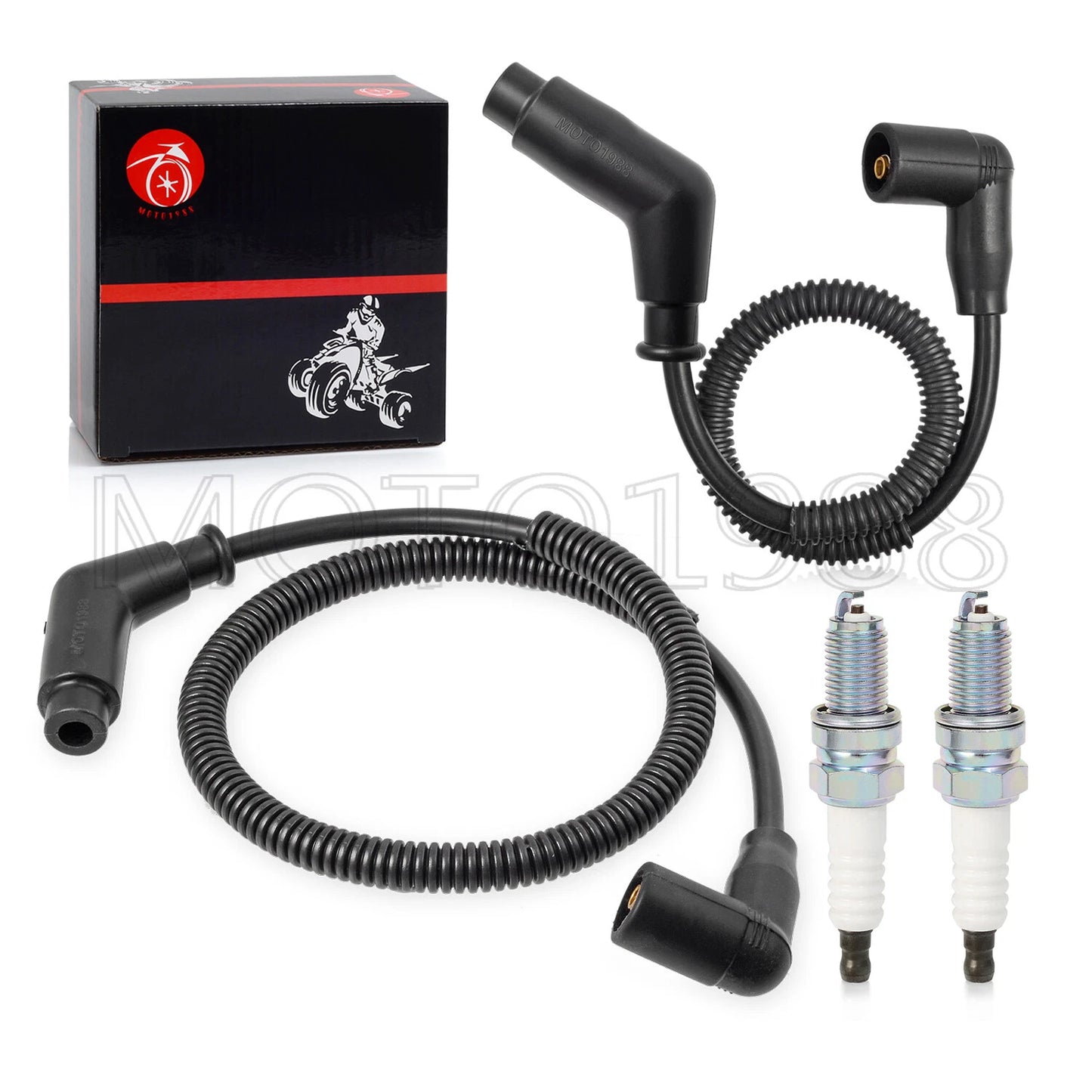 Spark Plug & Wire Cap Kit 15in/24.4in for Bombardier TRAXTER (2003–2016)