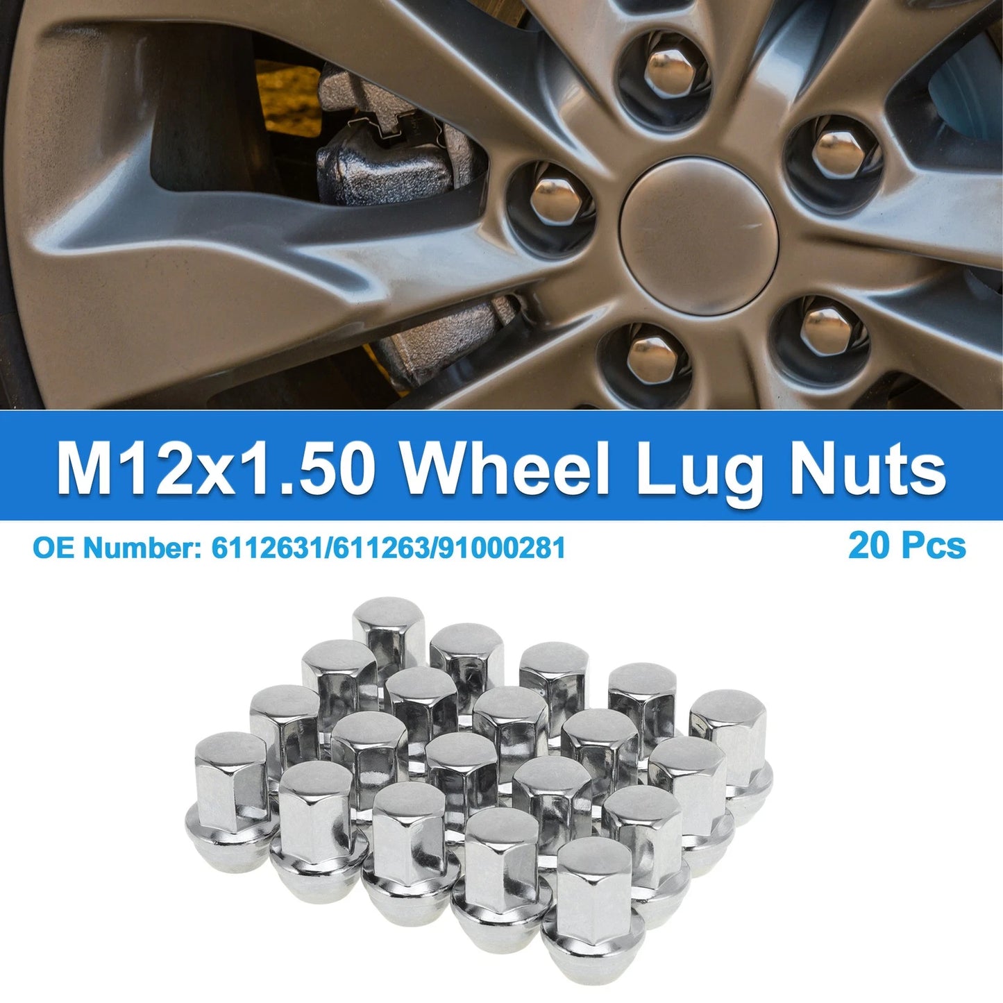 20 Pcs M12x1.50 Wheel Lug Nuts for Chevrolet Impala (2008–2009)