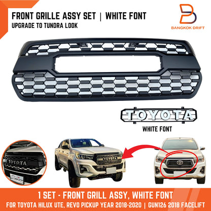 Tundra Style Front Grille White Letter for Toyota Hilux Ute SR5 (2018-2020)