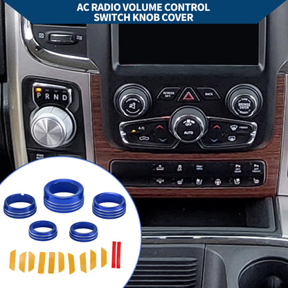 5x AC Gear Shift Headlight Media Knob Cover for Dodge RAM (2013 - 2017)