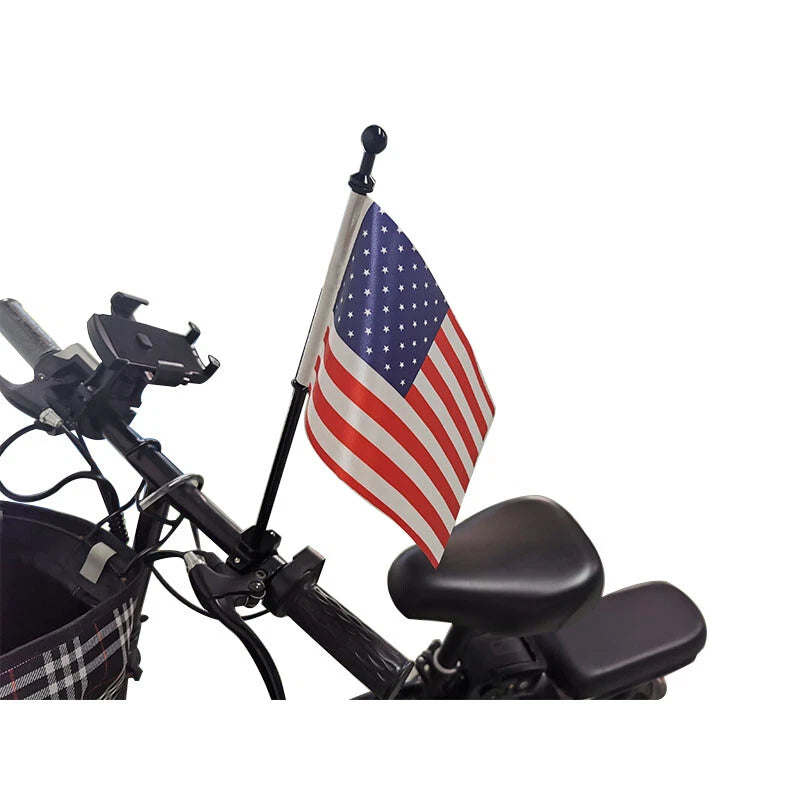 15" Motorcycle Bike Flag Pole Luggage Rack Mount for Harley Honda BMW Black