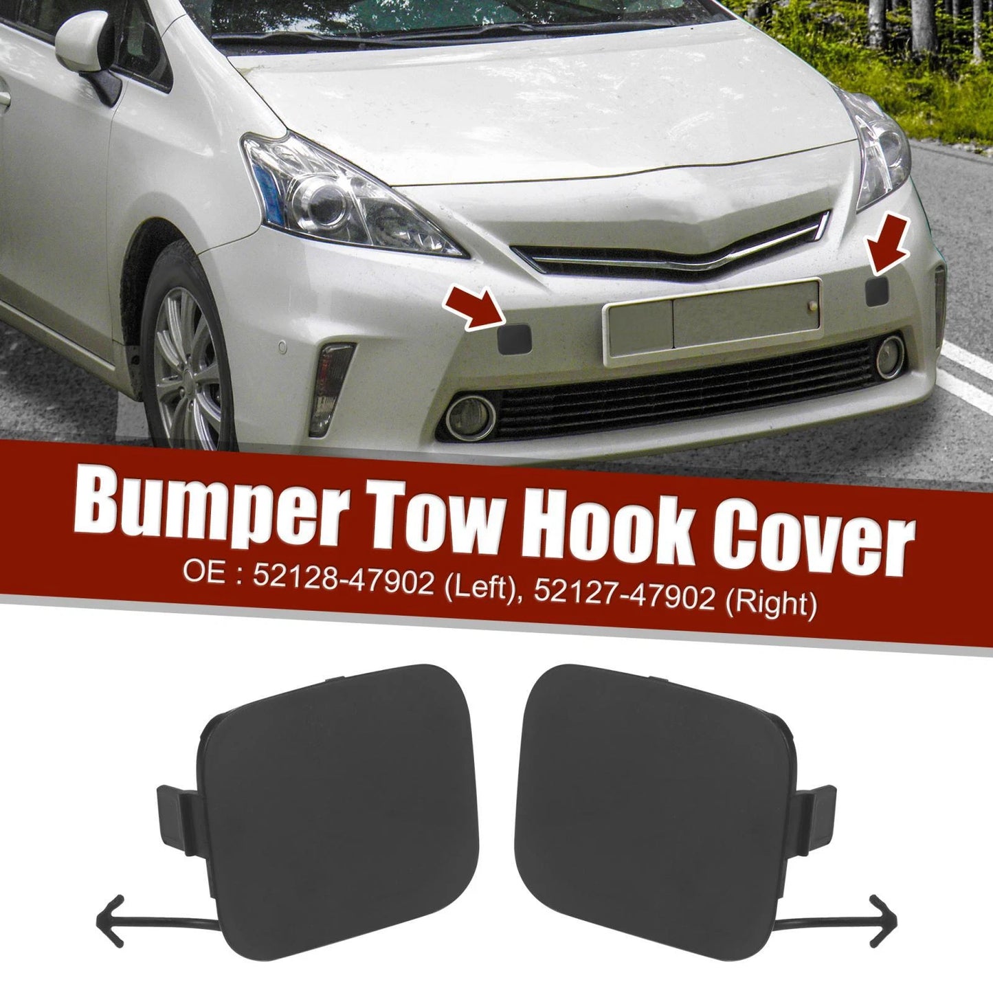 Front Bumper Tow Hook Cover for Toyota Prius V (2012) - 2 x Covers