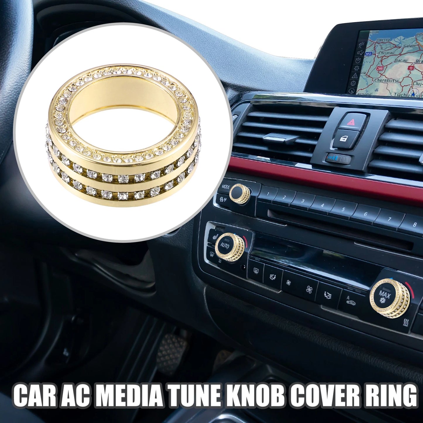 AC Media Tune Knob Cover Ring for BMW 3 Series F30 (2012-2019) - 3 x Gold Tone