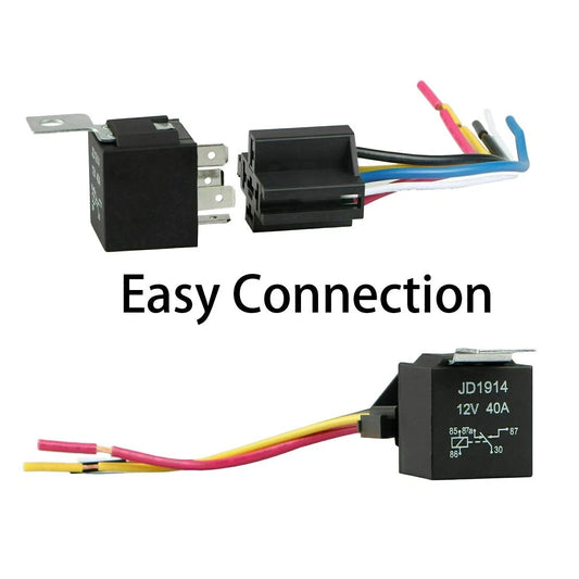 12V 40A SPDT 5-Pin Automotive Relay & Harness Socket Set for Cars