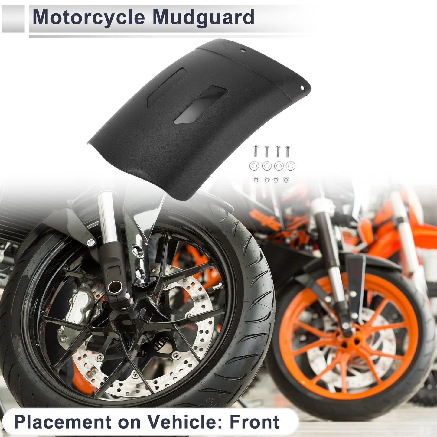 Fender / 1 Set / Front Black 01 mounting screws 22x11cm for Motorcycle