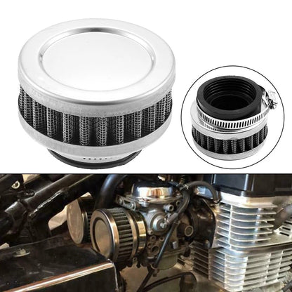 58-60mm Air Filter Cleaner Round Tapered for Motorcycle Silver Tone